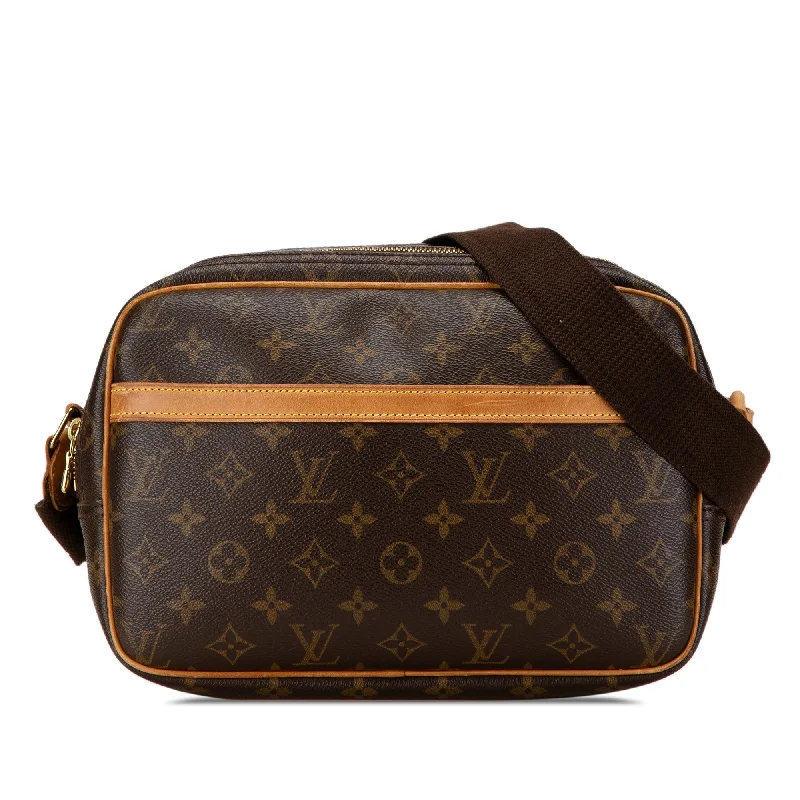 Louis Vuitton bags with a chain - link trim and a leather body for a modern edgeBrown Louis Vuitton Monogram Reporter PM Crossbody Bag