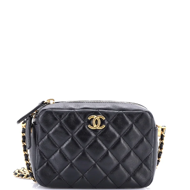 Christian Dior handbags with a removable shoulder strap for versatilityPearl Crush Zip Around Vanity Case with Chain Quilted Lambskin Mini