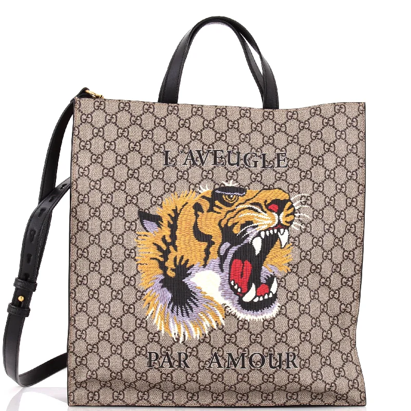 Gucci Dionysus bags for women with tiger - head claspsConvertible Soft Open Tote Printed GG Coated Canvas Tall