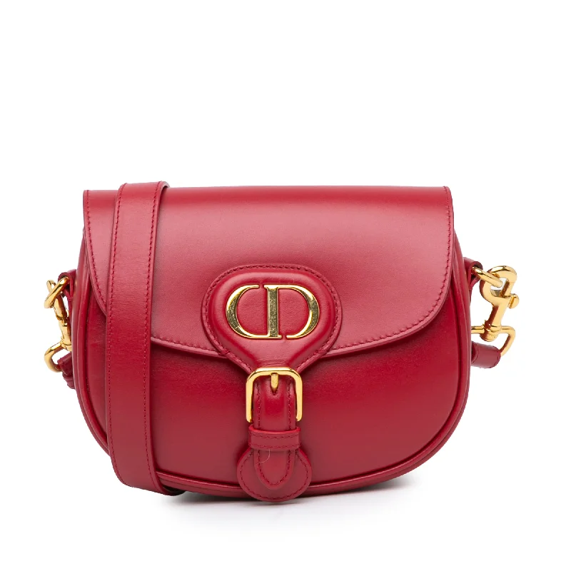 Christian Dior tote bags with a printed Dior logo on the frontRed Dior Small Leather Bobby Crossbody