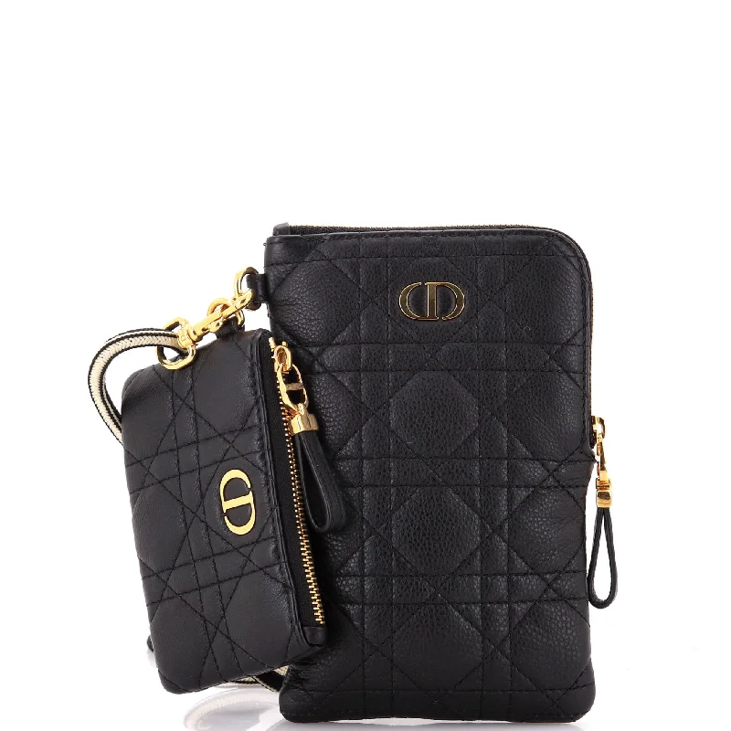 Christian Dior crossbody bags with a front - flap pocket for easy accessCaro Multifunctional Pouch Cannage Quilt Calfskin