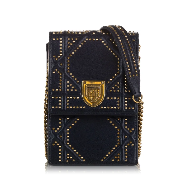 Stylish Christian Dior shoulder bags with a tassel - adorned zipperBlue Dior Diorama Vertical Clutch Crossbody Bag