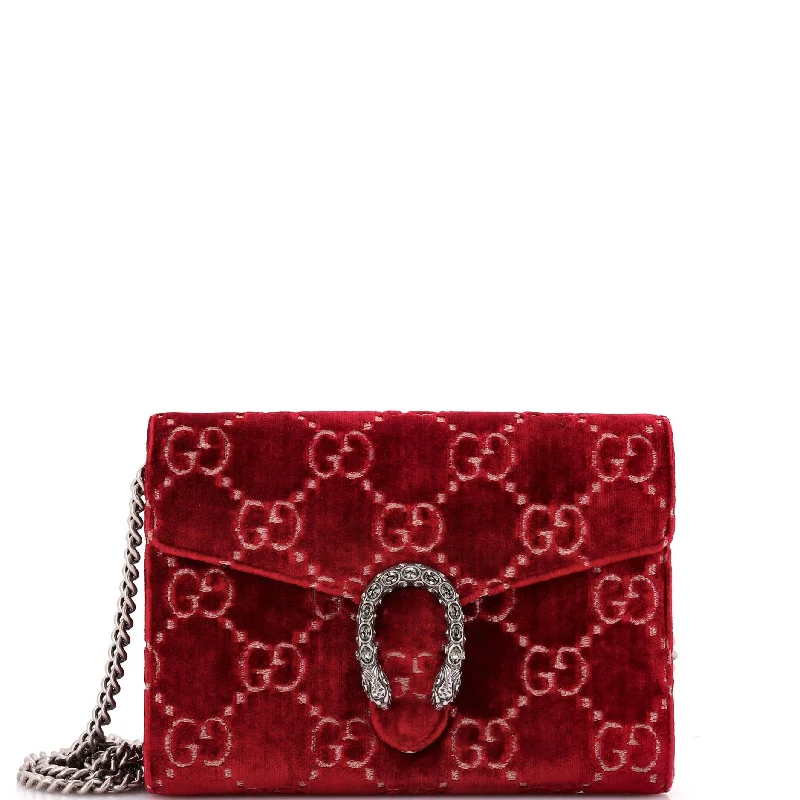 Women Gucci bags with a detachable mobile phone holderDionysus Chain Wallet GG Velvet Small