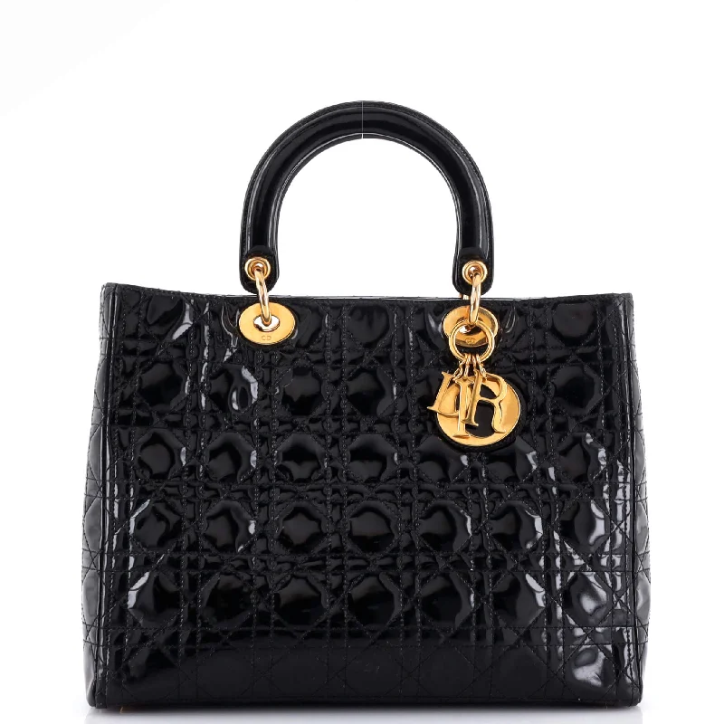 Contemporary Christian Dior handbags with a unique shapeVintage Lady Dior Bag Cannage Quilt Patent Large