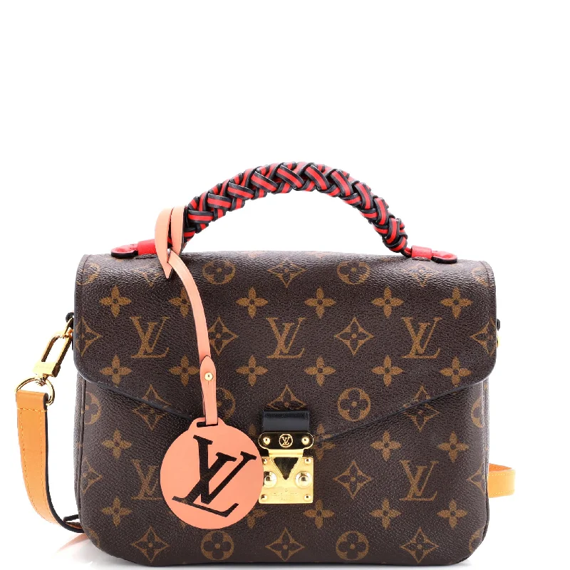 Louis Vuitton crossbody bags with a woven leather strap for textureBraided Handle Pochette Metis Monogram Canvas