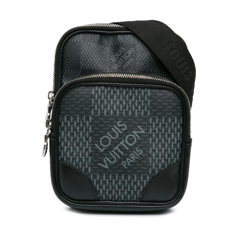 Louis Vuitton bags with a zip - around closure for enhanced securityBlack Louis Vuitton Damier Graphite 3D Amazone Sling Bag