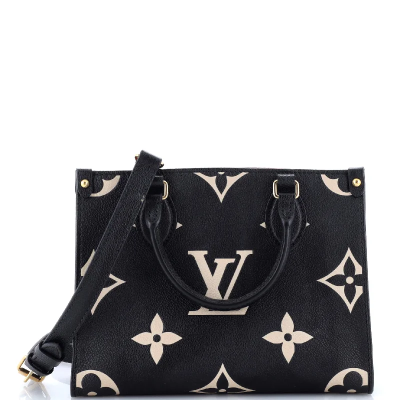 Louis Vuitton bags with a chain - link trim and a leather body for a modern edgeOnTheGo Tote Bicolor Monogram Empreinte Giant PM