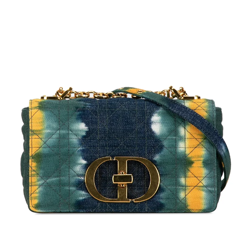 Christian Dior handbags with a removable shoulder strap for versatilityGreen Dior Small Denim Tie-Dye Cannage Caro Crossbody Bag