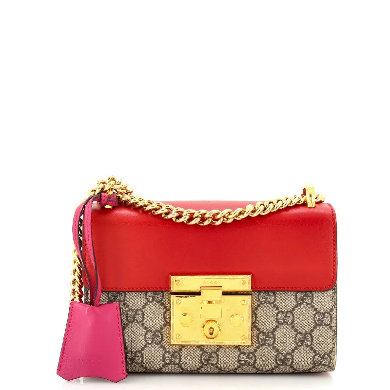 Gucci backpacks for women with a hidden back pocketPadlock Shoulder Bag GG Coated Canvas and Leather Small