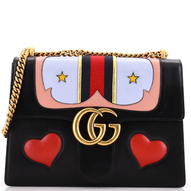 Women Gucci backpacks with a luxurious leather finishWeb Heart GG Marmont Chain Shoulder Bag Leather Medium