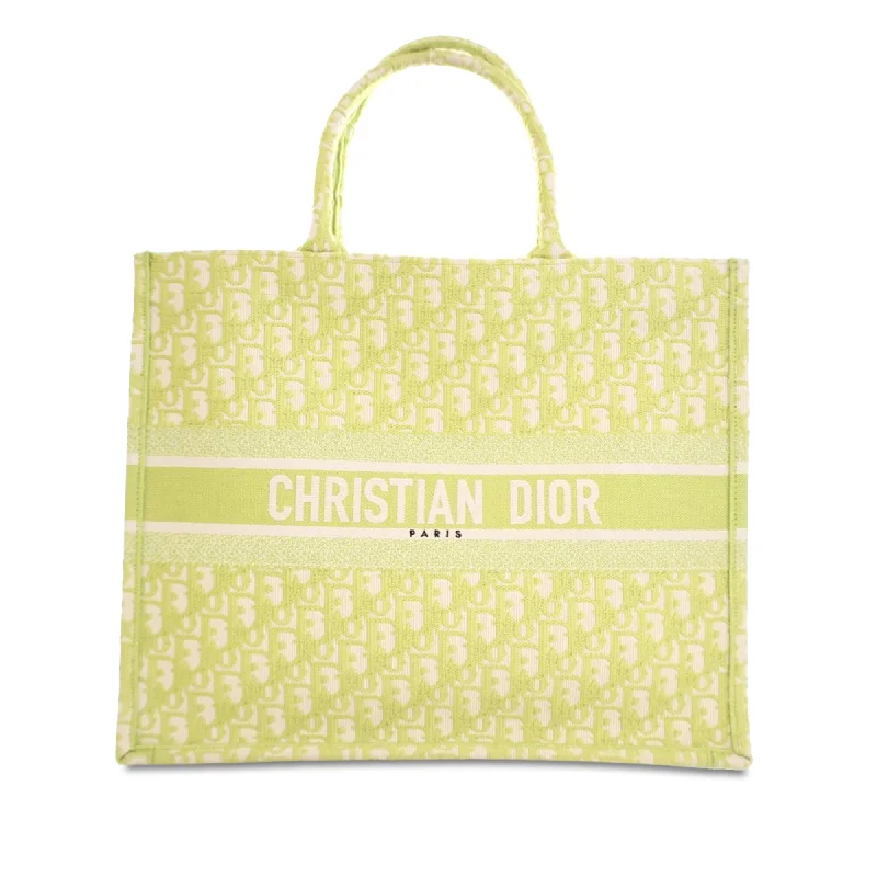 Contemporary Christian Dior handbags with a unique shapeGreen Dior Large Oblique Book Tote