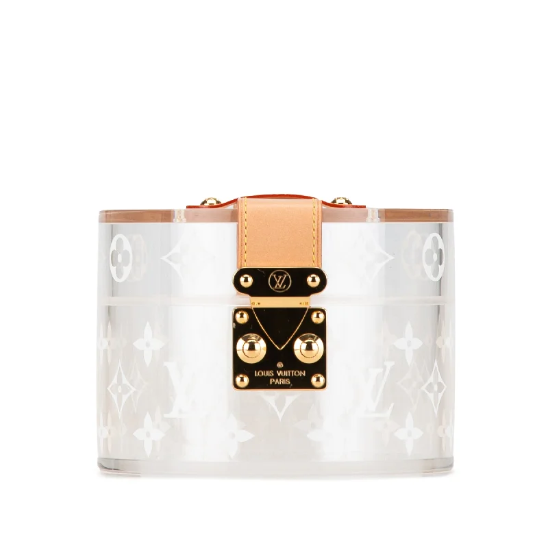 Ladies Louis Vuitton shoulder bags with a single - handle silhouetteWhite Louis Vuitton Monogram Transparent Resin Box Scott Clutch Bag