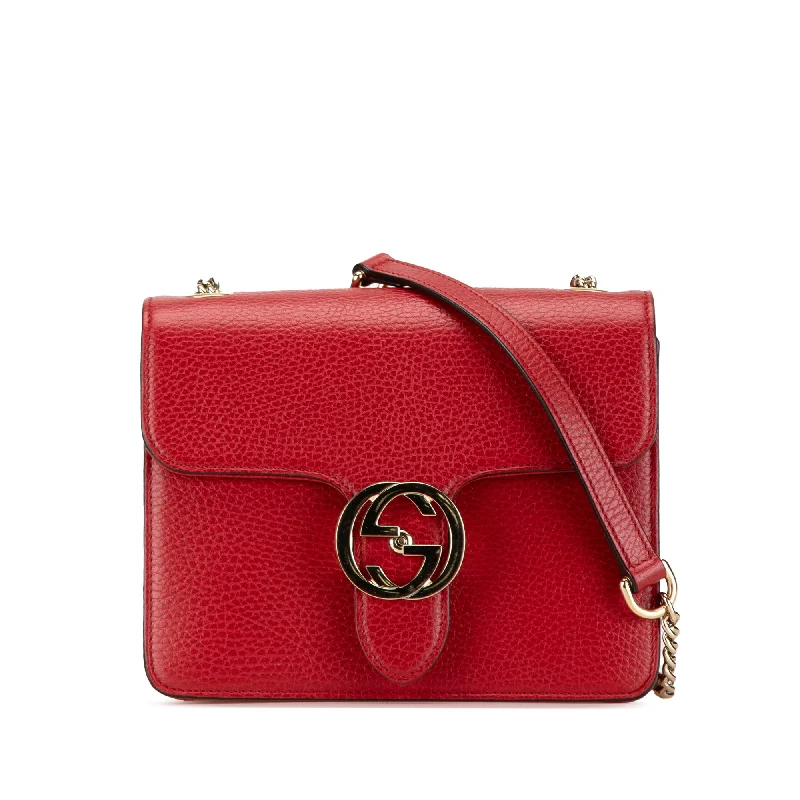 Women Gucci bags with a zip - around closure for securityRed Gucci Small Dollar Calfskin Interlocking G Crossbody