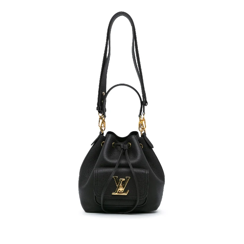 Louis Vuitton backpacks with a sleek, minimalist design for styleBlack Louis Vuitton Taurillon LockMe Bucket Bag