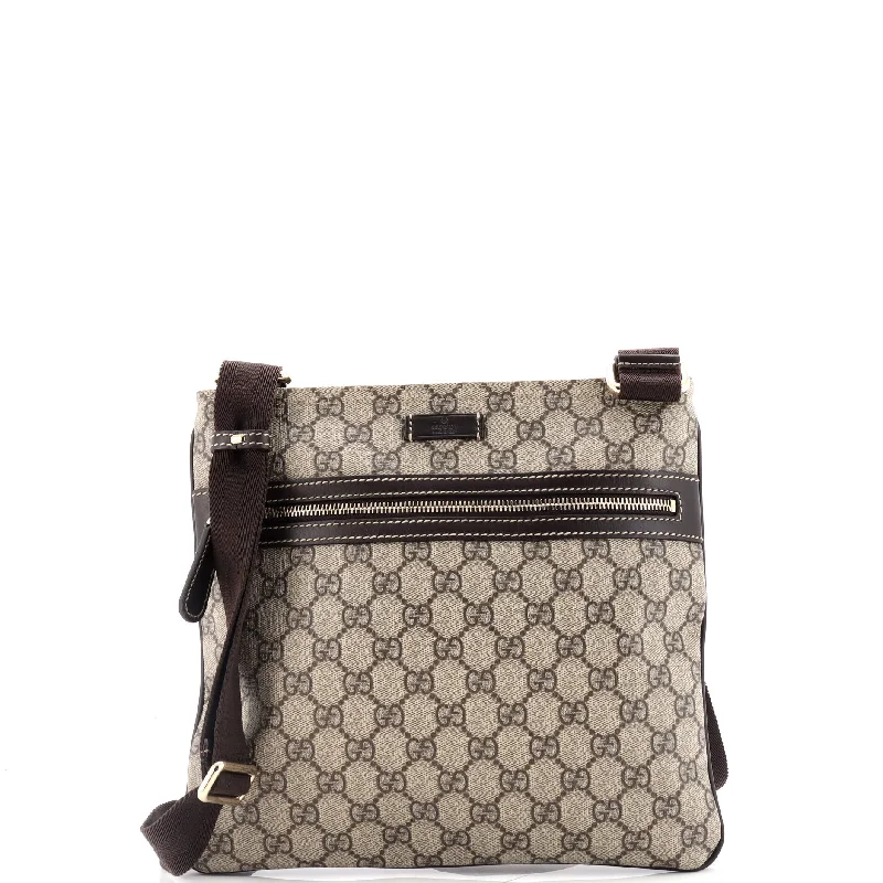 Women Gucci bags with interlocking G hardware for a classic lookFlat Messenger Bag GG Coated Canvas Medium