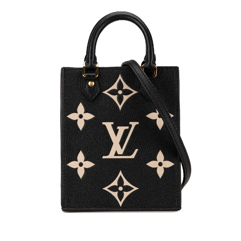 Louis Vuitton Petite Malle bags with a hard - shell structure for uniquenessBlack Louis Vuitton Bicolor Monogram Empreinte Petit Sac Plat Satchel