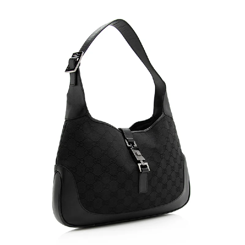 Gucci backpacks for women with a multi - pocket designGucci GG Canvas Jackie Hobo (SHF-20002)