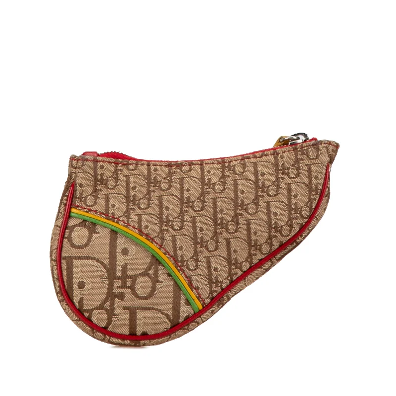 Christian Dior bags with a side - pocket for holding a water bottleBrown Dior Diorissimo Rasta Saddle Coin Pouch