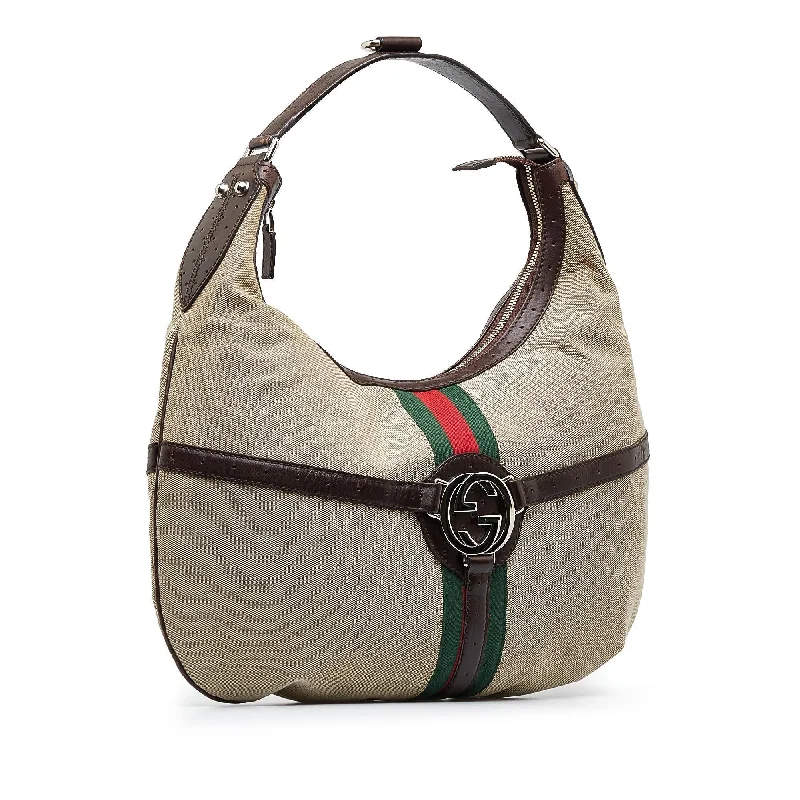 Women Gucci bags with a zip - around closure for securityGucci Reins Web Hobo (SHG-jEuXqe)