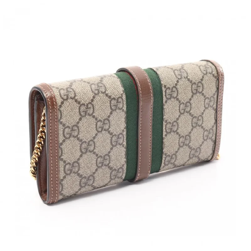 Women Gucci bags with a detachable mirror insideGucci Jackie 1961 GG Supreme Chain Wallet Pvc Leather Beige Multicolor 880599