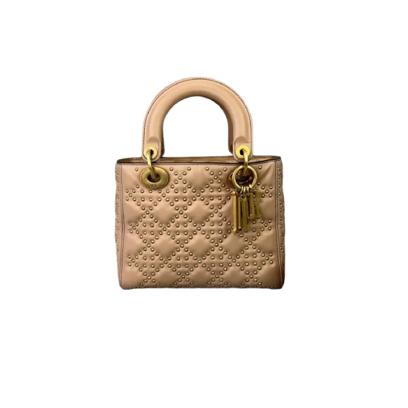 Christian Dior handbags with a back - pocket for quick storageLimited Edition Dior Studded Small Beige GHW