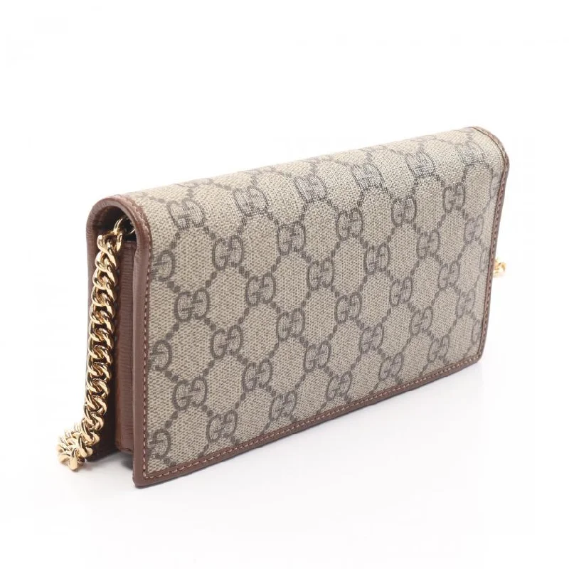 Ladies Gucci Dionysus bags with a detachable shoulder strapGucci Horsebit 1955 Chain Wallet Pvc Leather Beige Brown 880364