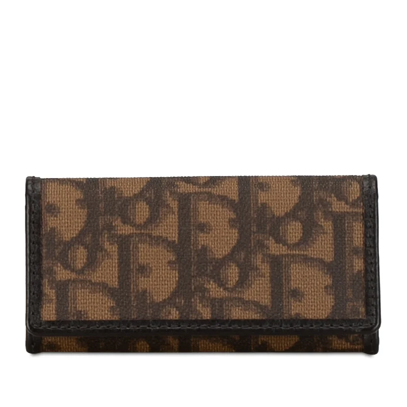 High - fashion Christian Dior bags with a geometric patternBrown Dior Oblique Canvas Key Holder