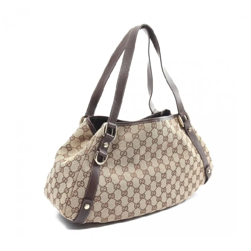 Women Gucci bags with a chain - link trim and a leather bodyGucci Abby GG Canvas Shoulder Bag Canvas Leather Beige Dark Brown 881516