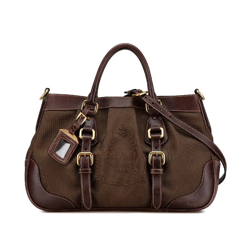 Contemporary Christian Dior handbags with a unique shapeBrown Prada Canapa Logo Satchel