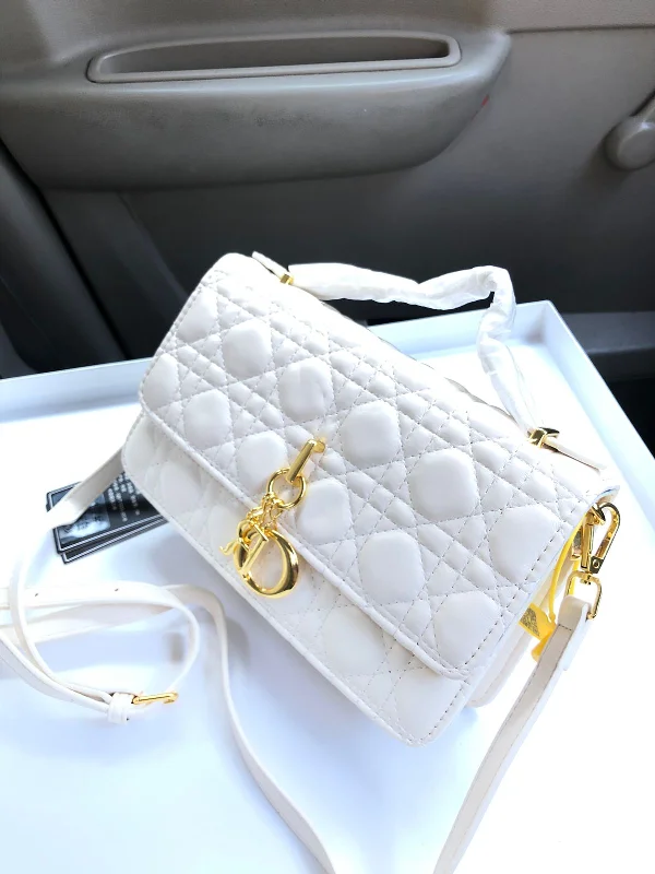 Contemporary Christian Dior handbags with a unique shapeNew Arrival AAA Quality Dior Stylish Bag with Long Strap (white)