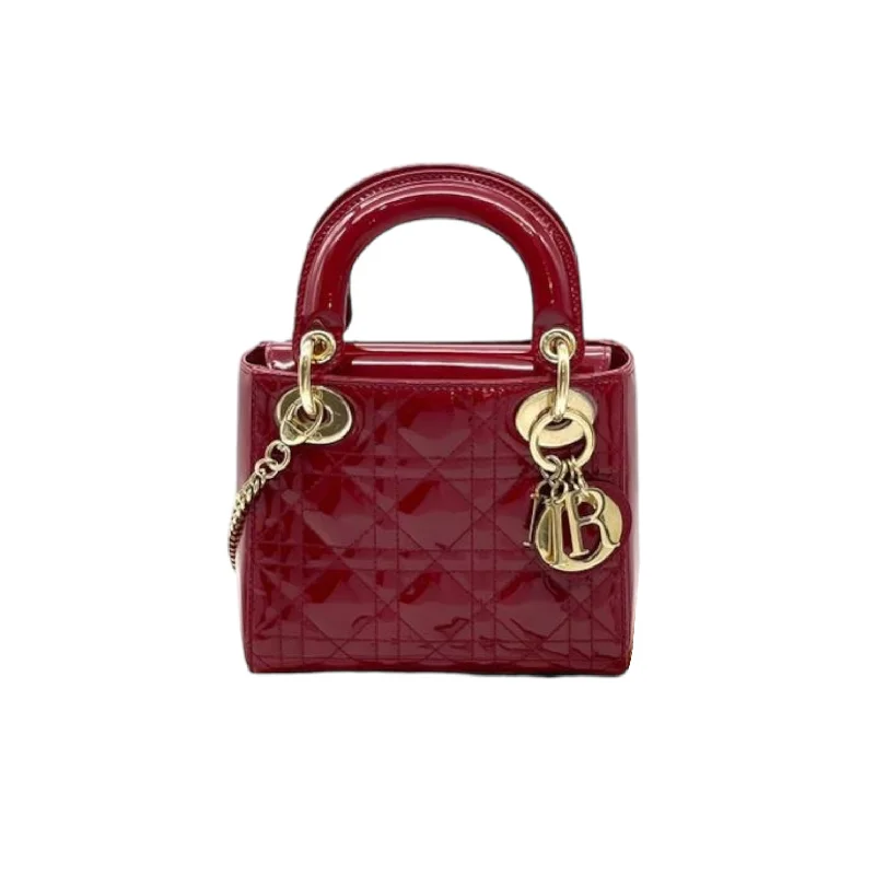 Christian Dior bags with a quilted pattern and gold - toned hardwareMini Lady Dior Patent Red GHW