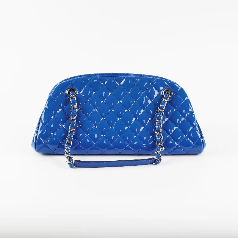 Chanel bags for the minimalist fashionChanel Just Mademoiselle Patent Blue Bowler Bag