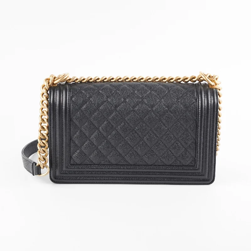 Chanel bags with classic and elegant designsChanel Old Medium Boy Black Caviar Bag