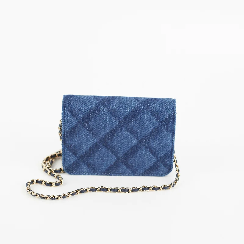 Chanel bags with exclusive seasonal designs and materialsChanel Mini Denim Belt Bag -Microchipped