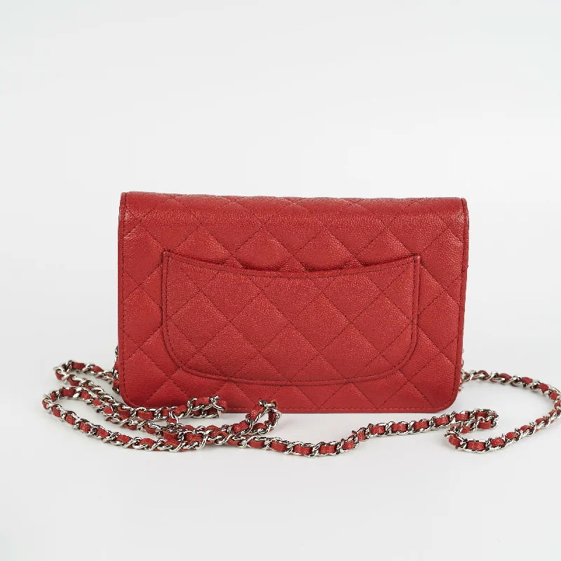 Chanel Small Crossbody Bag for TravelChanel Caviar Wallet on Chain WOC Red