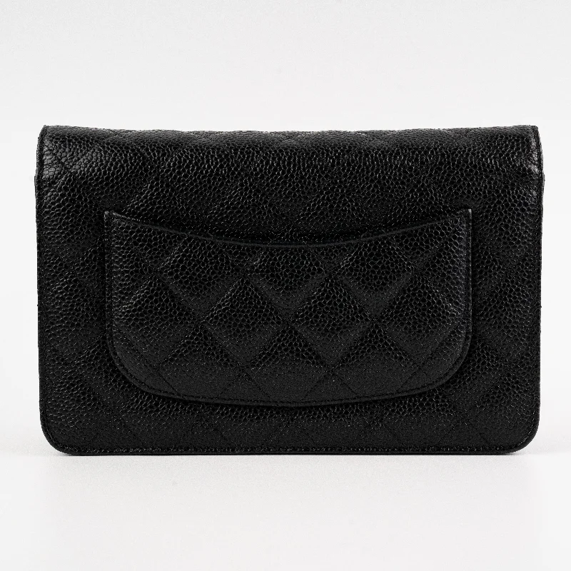 Chanel leather bags for everydChanel Caviar Wallet on Chain WOC Black Microchipped