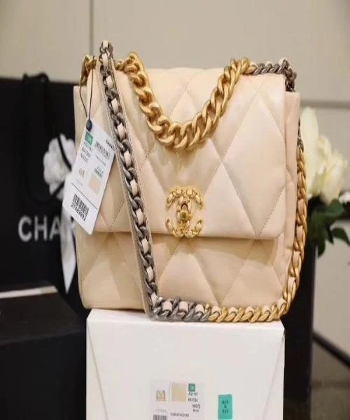 Chanel Vintage Inspired Handbag for Retro LoversChanel 19 Large Flap Bag Beige