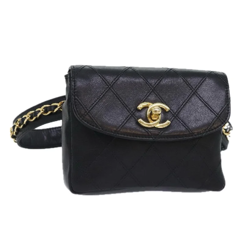 Chanel New Arrival Handbag with Gold HardwareCHANEL Bicolore Chain Waist bag Leather Black Gold CC  90785A