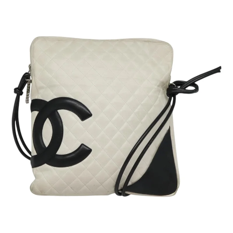 Chanel bags with iconic gold chainsCHANEL Cambon Line Matelasse Shoulder Bag Leather White Silver CC  bs18413