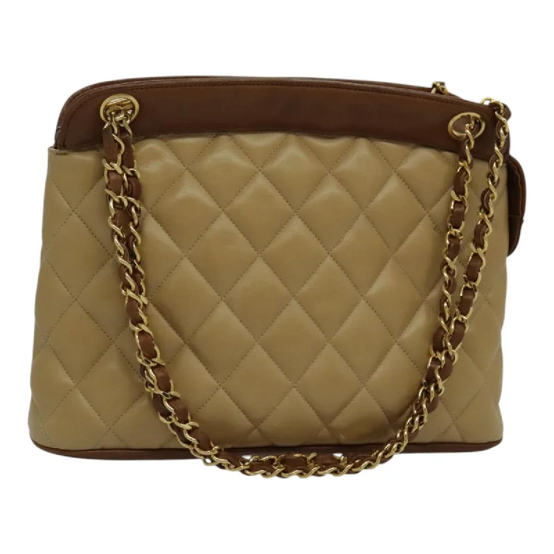 Chanel bags with the perfect balance of luxury and functionalityCHANEL Chain Shoulder Bag Lamb Skin Beige Gold CC  95932