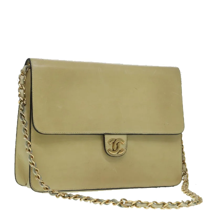 Chanel Classic Flap Bag for Evening PartyCHANEL Chain Shoulder Bag Leather Beige CC  bs18322