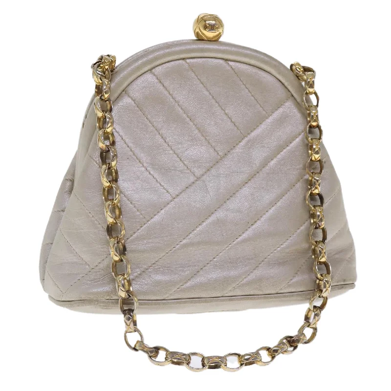 Chanel bags for women who love timeless fashionCHANEL Chain Shoulder Bag Leather White Gold CC  94469