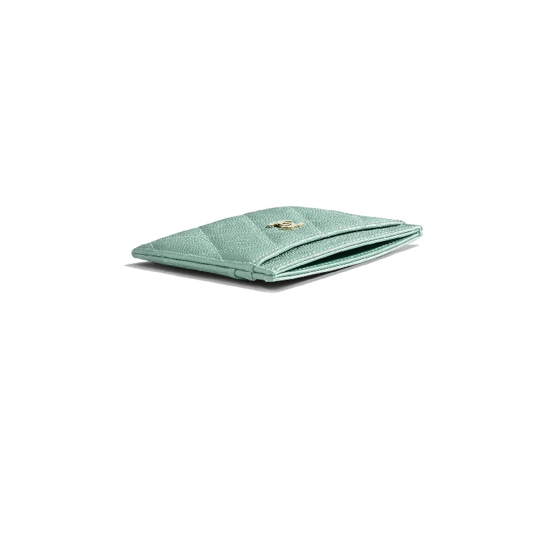 Chanel bags with iconic stitching detailsChanel Classic Card Holder Iridescent Turquoise