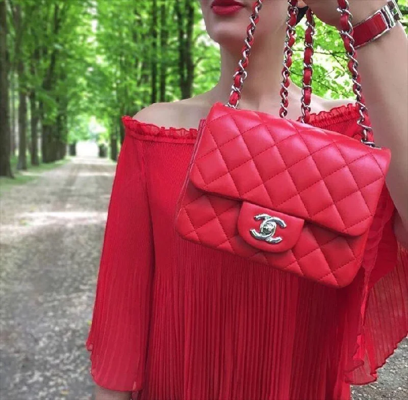 Chanel bags available in bold colors and patternsChanel Classic Clutch With Chain – CWC Caviar Red Silver-Toned