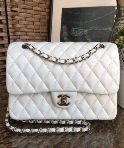 Chanel bags with iconic gold chainsChanel Classic Medium Handbag White