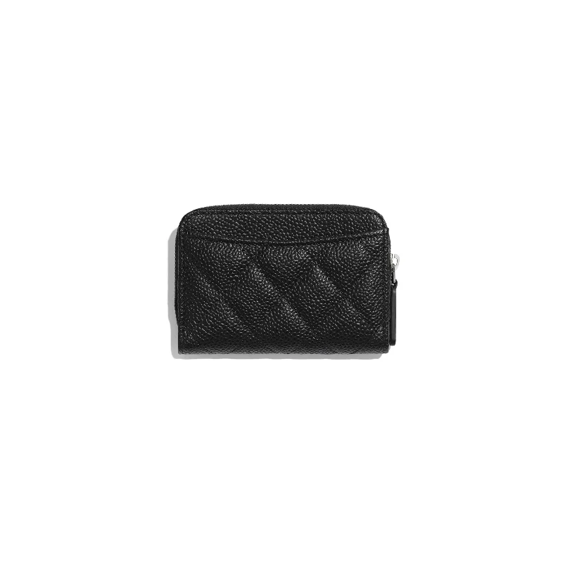 Chanel bags for the minimalist fashionChanel Classic Zipper Coin Purse Silver Tone Black