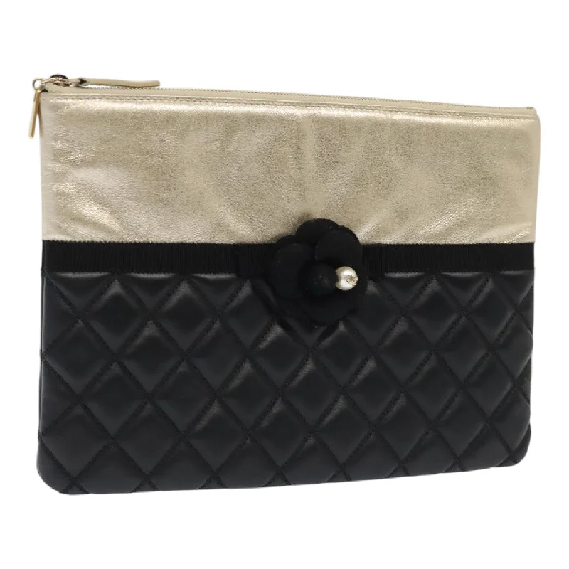 Chanel bags with modern touchesCHANEL Clutch Bag Leather Black Gold CC  93804A