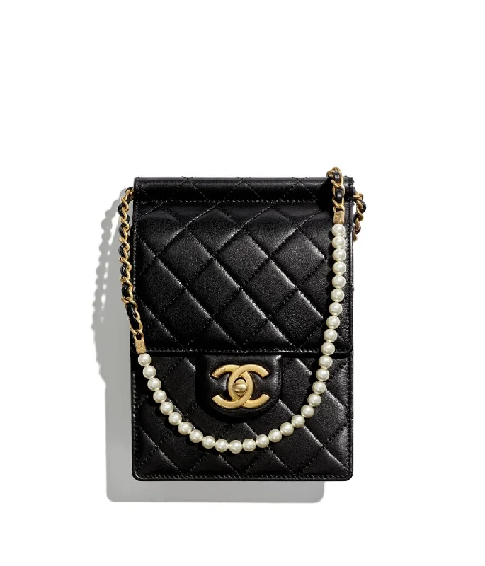 Chanel bags sale 2025Chanel Clutch With Chain And Pearls Black best quality