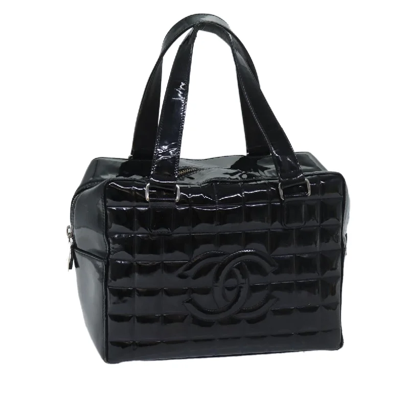 Chanel bags for women with a taste for high fashionCHANEL COCO Mark Choco Bar Hand Bag Patent leather Black CC  bs13238