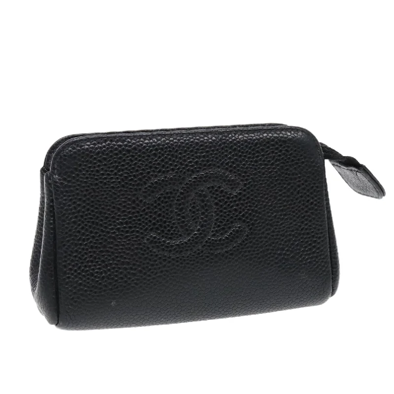 Chanel Chain Strap Handbag for Everyday UseCHANEL COCO Mark Pouch Caviar Skin Black Gold CC  bs18948